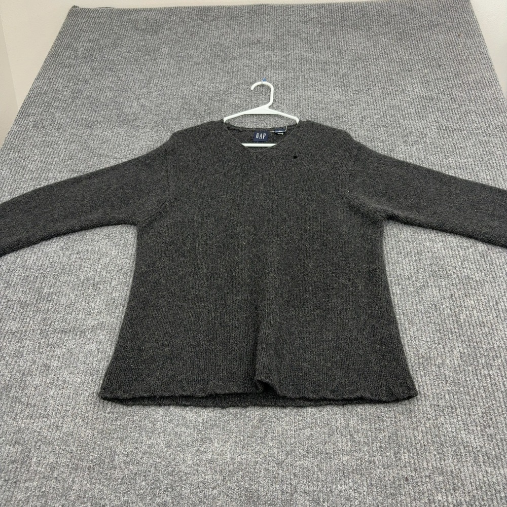 Gap Sweater‎ Mens M Charcoal Lambswool V-Neck Knit Classic Winter Style